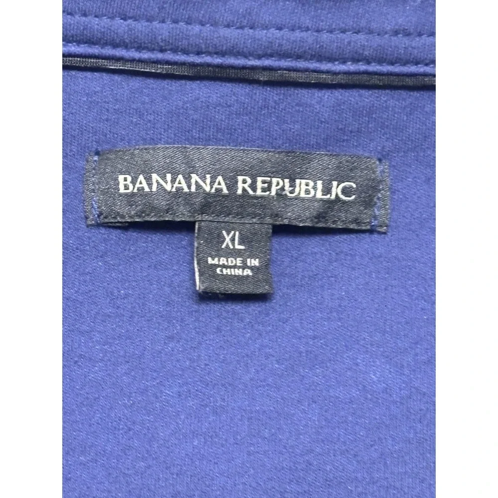 Banana Republic Mens Polo Shirt Long Sleeve Polo Size XL Blue 100% Cotton Knit